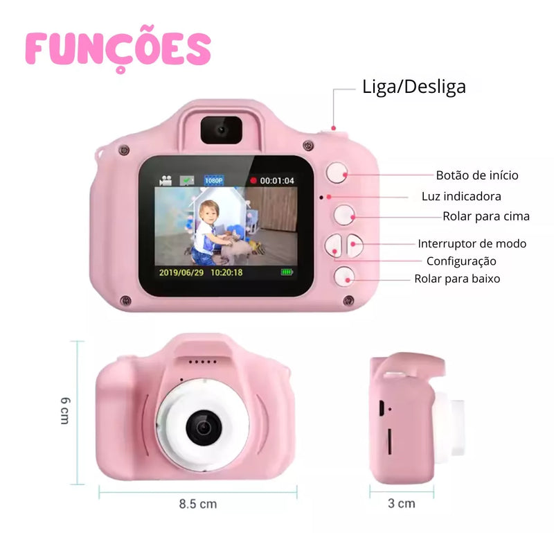 Máquina Fotográfica Infantil Digital Vídeos Hd Fotos Jogos