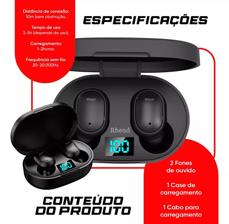 Fone De Ouvido Bluetooth Marca Rhead Sem Fio Tws