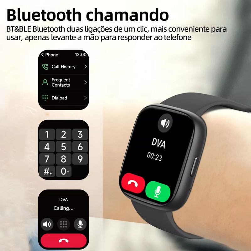 Relógio Smartwatch Em Toque Alexa Ip68 Bluetooth 5.3 Caixa Branco Pulseira Preto Bisel Preto Desenho Da Pulseira Milanese