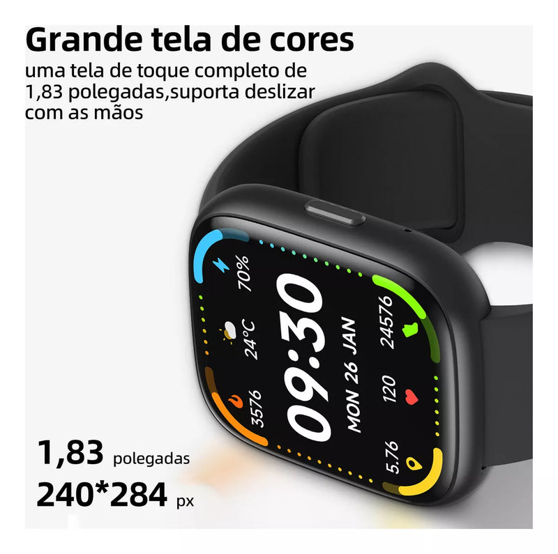 Relógio Smartwatch Em Toque Alexa Ip68 Bluetooth 5.3 Caixa Branco Pulseira Preto Bisel Preto Desenho Da Pulseira Milanese