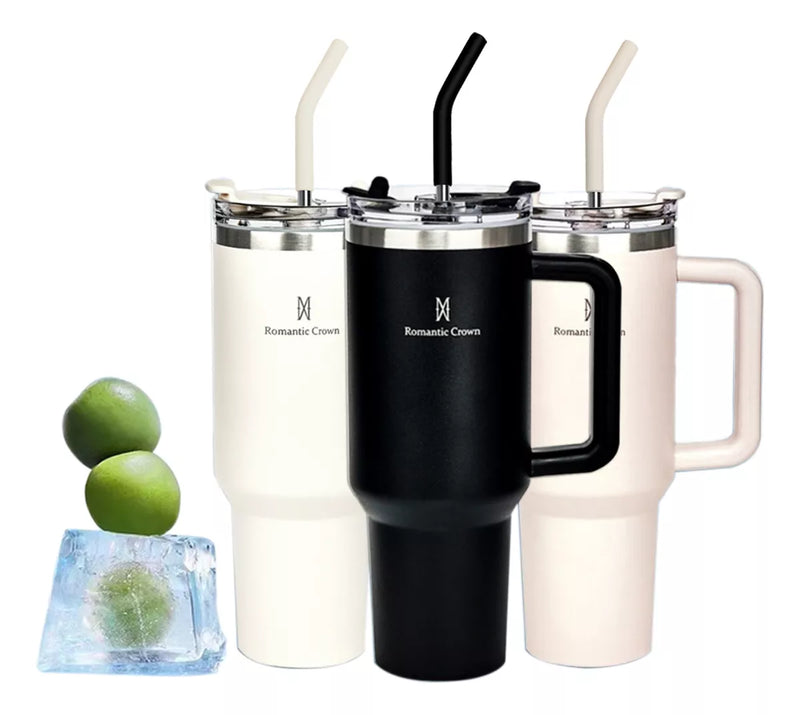Copo Térmico Gigante 1,2l Inox Com Tampa E Inox Canudo